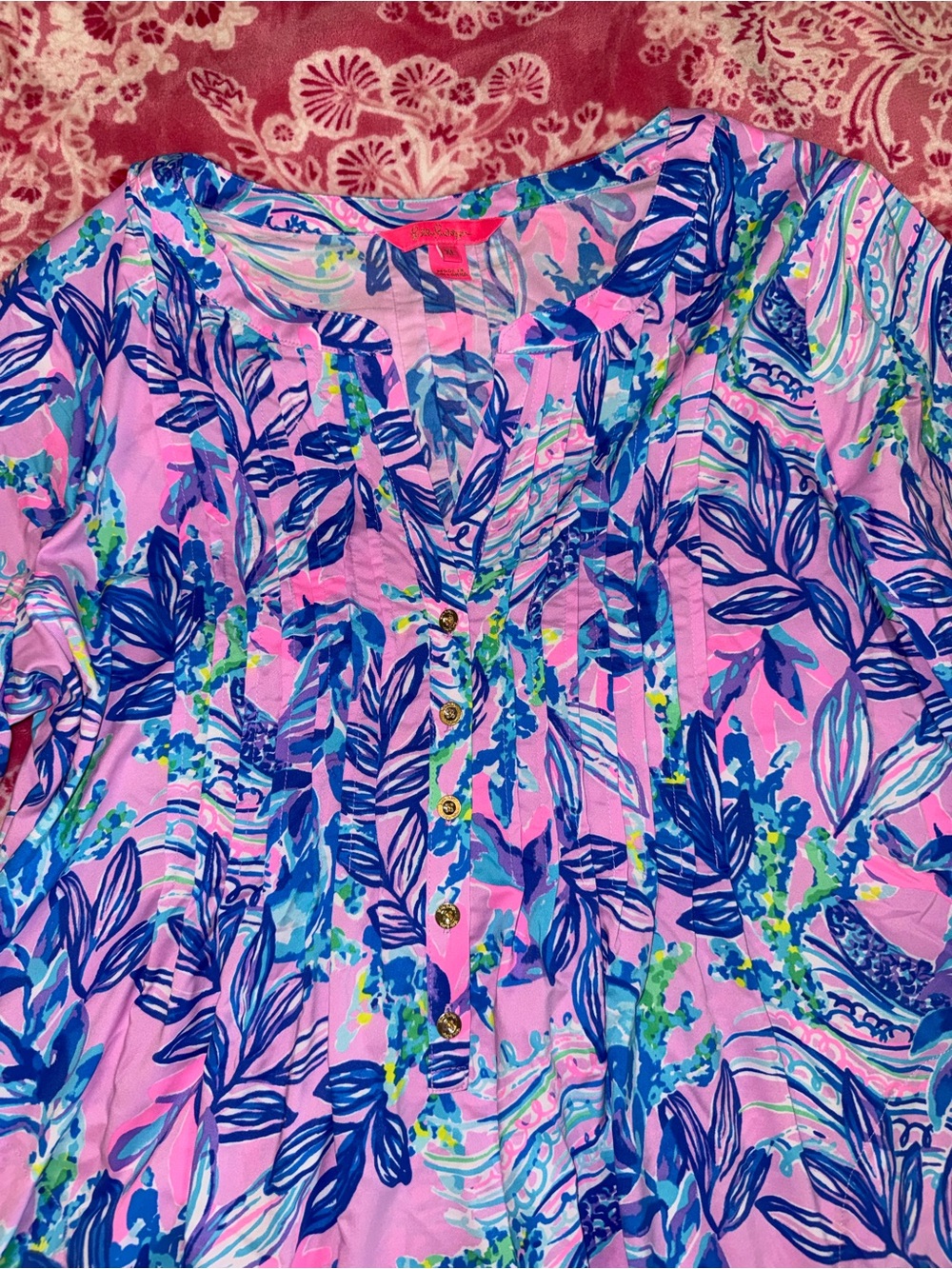 Bright Lilly Pulitzer Floral Button-Front Dress